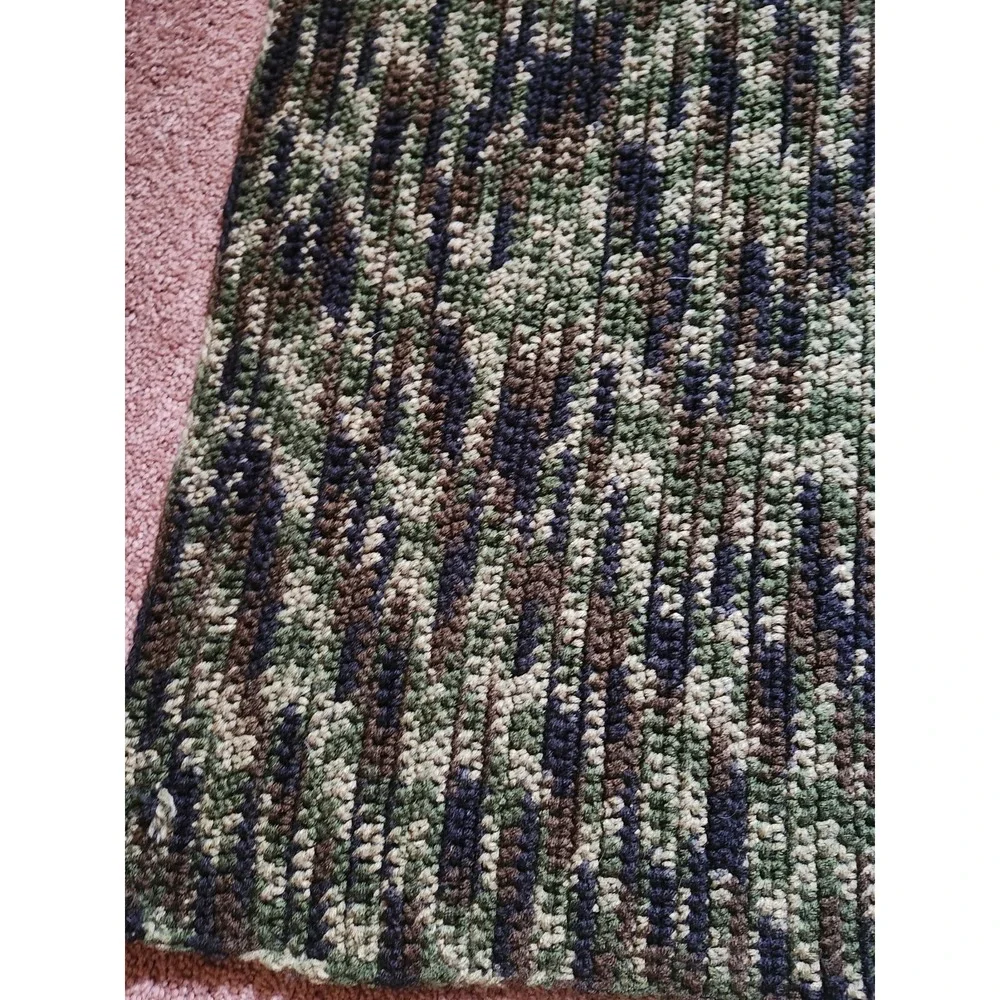Home Made Crochted Camouflage Blanket 50 Inches‎ By 36 Inches